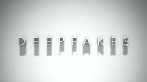 Deepfakes 3D title animation with shadows on a white background Stock Footage 296666101