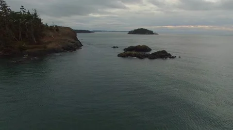 Deeply cinematic drone shot of ocean beach Stock Footage 69014476