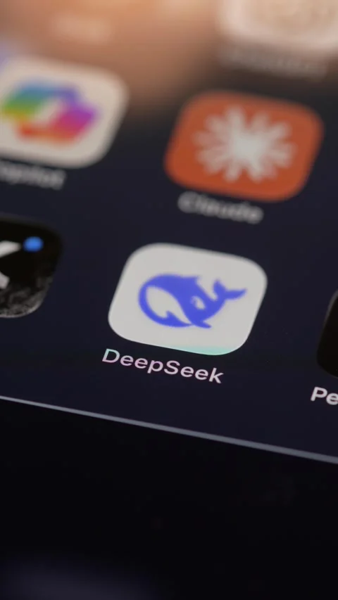 DeepSeek AI App Opening on Smartphone Screen Stock Footage 343389440