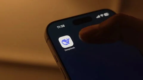 DeepSeek AI App Opening on Smartphone Screen Stock Footage 343389547
