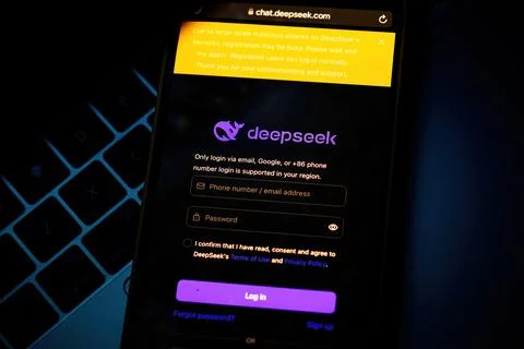DeepSeek Login Screen Alert Stock Photos