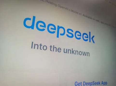 Deepseek logo in Deepseek website Stock Photos