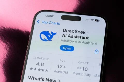 Deepseek mobile application ranking Stock Photos