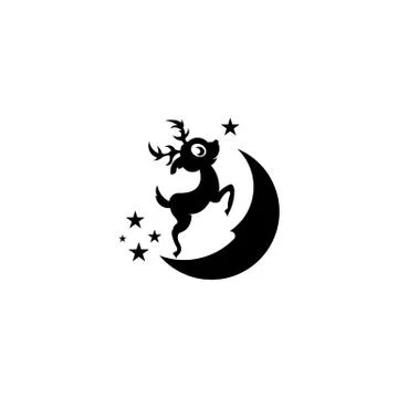 Deer above the moon Stock Illustration