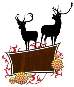 Deer with abstract frame background Stock Illustration