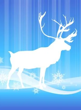 Deer on abstract winter background Stock Illustration