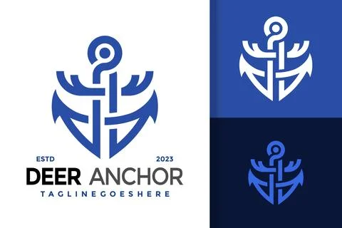 Deer Anchor Shield Logo Logos Design Element Stock Vector Illustration Templa Stock Illustration