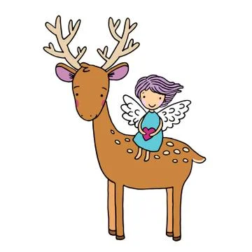 Deer and the angel. Stock Illustration