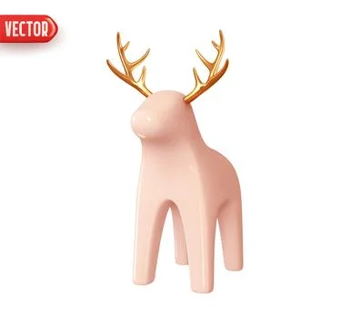 Deer and elk stands in full growth. Festive winter Christmas decorative eleme Stock Illustration