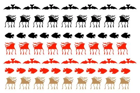 Deer and fish decorative elements Stock Illustration