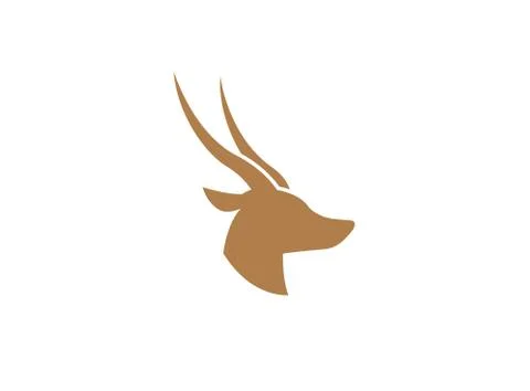 Deer and hind head with two horns logo design Stock Illustration