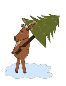 Deer and tree Stock Illustration