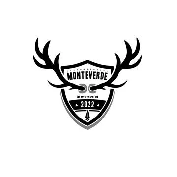 Deer Antler On Shield Logo Stock Illustration