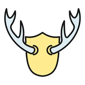 Deer antlers mounted on a shield plaque icon Illustrazione stock