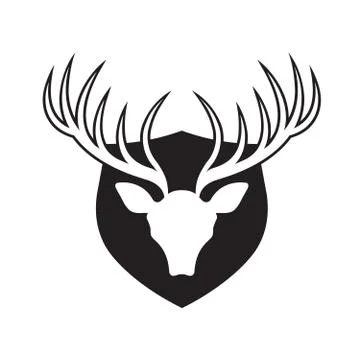 Deer antlers with shield Stock Illustration