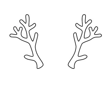 Deer antlers - vector linear illustration - template for logo or pictogram. Stock Illustration