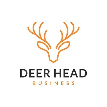 Deer antlers vector logo design line art style Stock Illustration