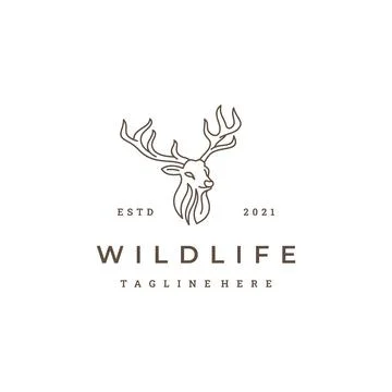Deer antlers vector logo design line art style Illustrazione stock