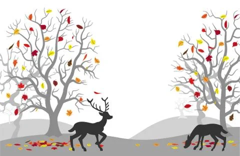 Deer in autumn forest Illustrazione stock