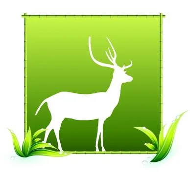 Deer in Bamboo Frame Illustrazione stock