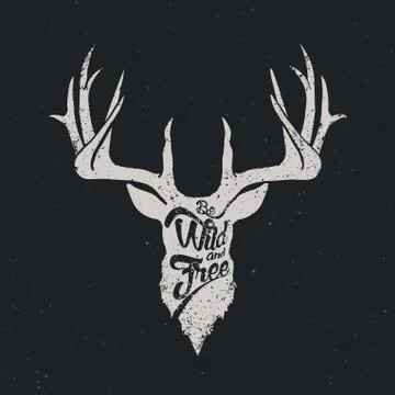 Deer be wild and free invert Stock Illustration