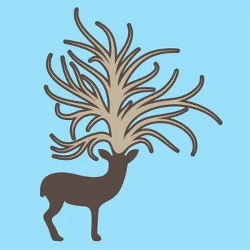 Deer with big tree on the head Stock Illustration