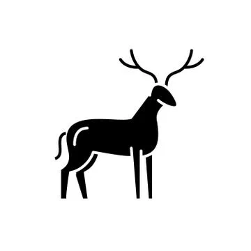 Deer black icon, vector sign on isolated background. Deer concept symbol Stock Illustration