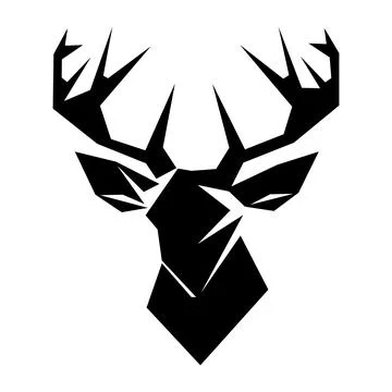 Deer black vector icon on white background Stock Illustration