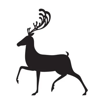 Deer black vector illustration isolated elk silhouette Stock Illustration