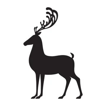 Deer black vector illustration isolated elk silhouette Stock Illustration