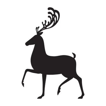 Deer black vector illustration isolated elk silhouette Stock Illustration