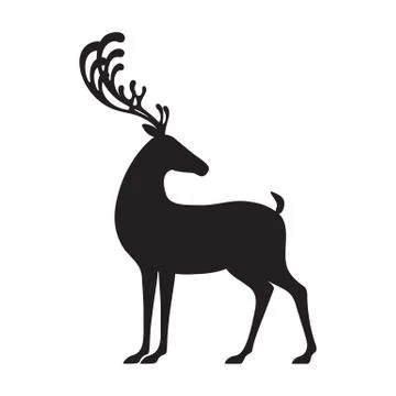 Deer black vector illustration isolated elk silhouette Stock Illustration