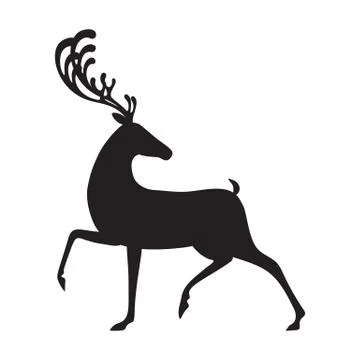 Deer black vector illustration isolated elk silhouette Stock Illustration