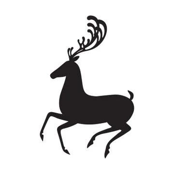 Deer black vector illustration isolated elk silhouette Stock Illustration