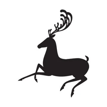 Deer black vector illustration isolated elk silhouette Stock Illustration