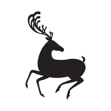Deer black vector illustration isolated elk silhouette Stock Illustration