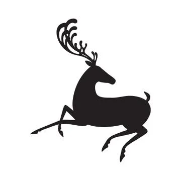 Deer black vector illustration isolated elk silhouette Stock Illustration