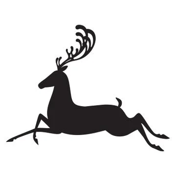 Deer black vector illustration isolated elk silhouette Stock Illustration