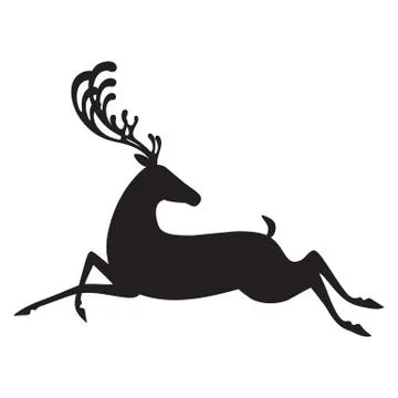 Deer black vector illustration isolated elk silhouette Stock Illustration