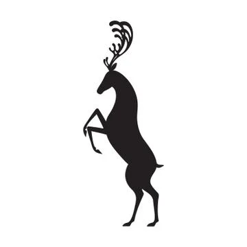 Deer black vector illustration isolated elk silhouette Stock Illustration