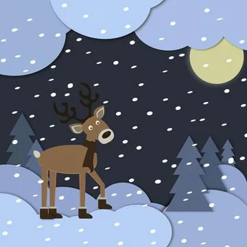Deer in a brown scarf, vector illustration Stock Illustration