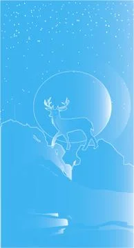 Deer on a burgundy background. Stock Illustration