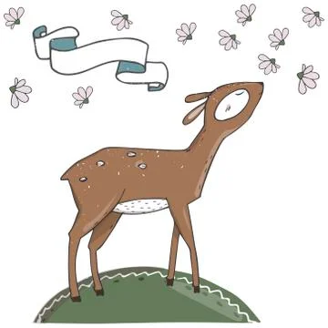 Deer character vector clip art landscape place land color texture for data te Stock Illustration
