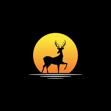 Deer with circle logo vector Stock Illustration