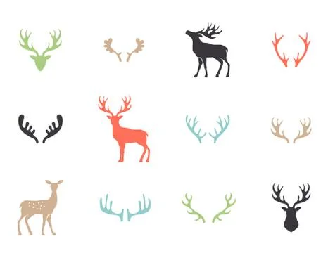 Deer collection - vector silhouette Stock Illustration