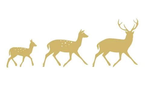 Deer collection - vector silhouette. Stock Illustration
