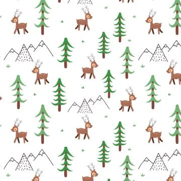 Deer doodle pattern Stock Illustration