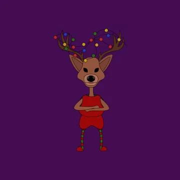 Deer, elf icon. Vector New Year icon. Stock Illustration