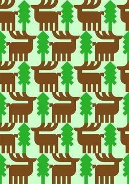 Deer ethnographic pattern seamless. Elk ethnographical background. texture .. Stock Illustration