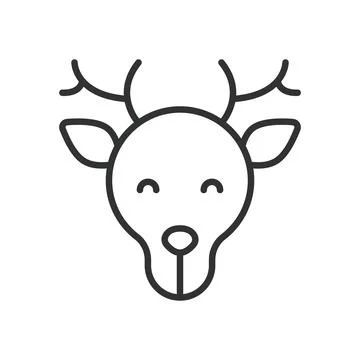 Deer face, icon in line design. deer, animal, wild, antlers, forest, mammal Stock Illustration
